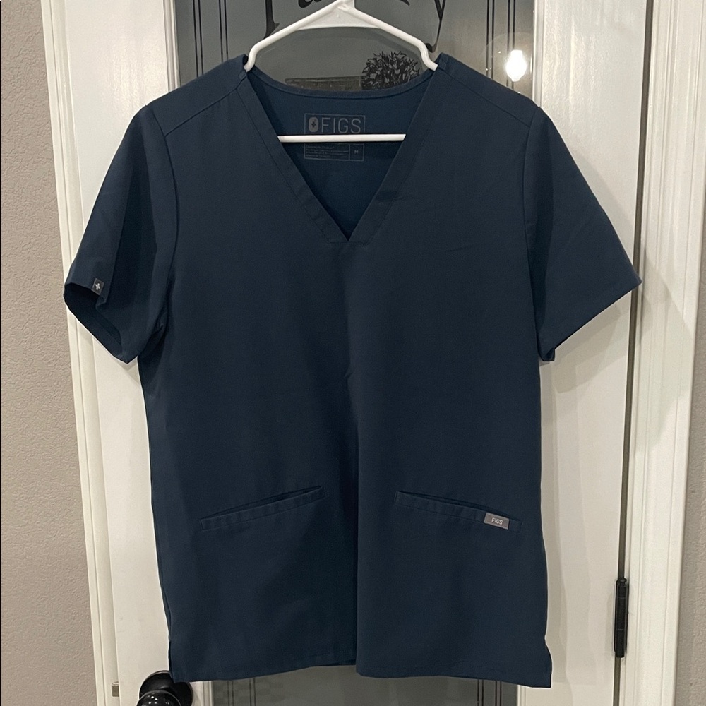 Figs Deep Blue V-Neck Scrub Top